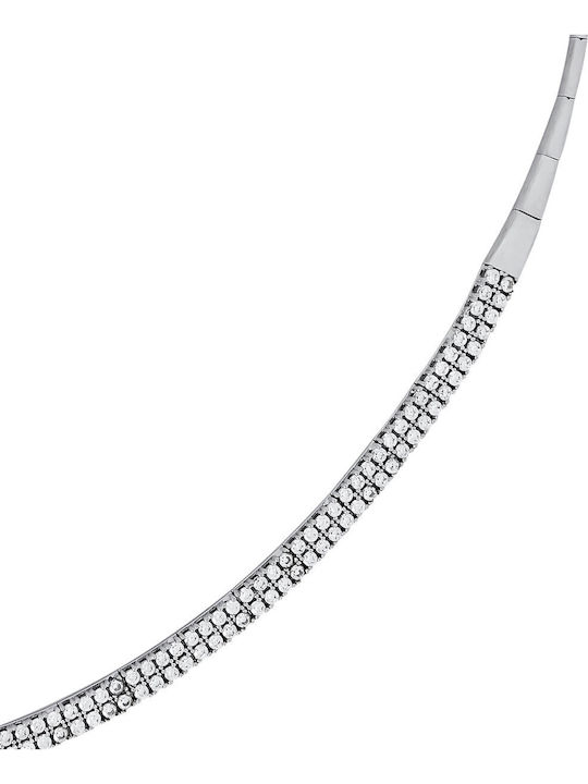 Kiriakos Gofas Set with Necklace & Bracelet from White Gold 14K with Stones