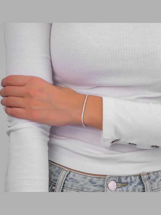 Kiriakos Gofas Set with Necklace & Bracelet from White Gold 14K with Stones