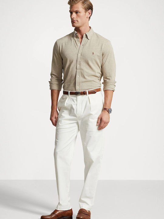Long-sleeved Cotton Shirt Beige