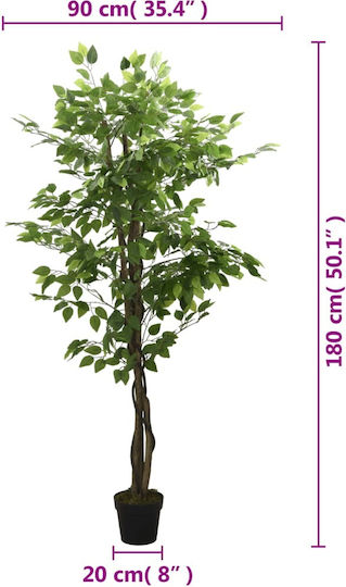 Изкуствено дърво за външно пространство Ficus Lyrata Green 180см vidaXL