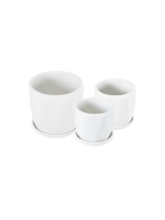 GloboStar Karpathos Planter Ceramic White with Stand 10x10x10cm.