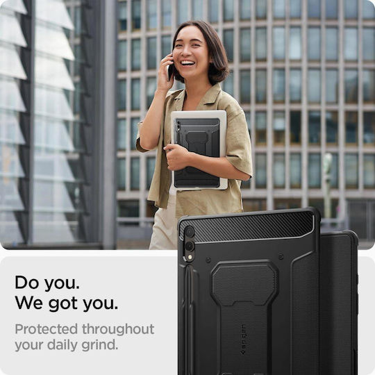 Spigen Rugged Armor Pro Флип Капак Издръжлива Черна (Galaxy Tab S9+ / Galaxy Tab S10+)