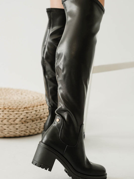 Over the Knee Women's Boots with Zipper Black