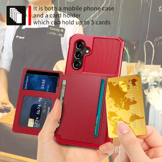 HappyCase Портмоне Силикон 0.5мм Червен (Galaxy A34)