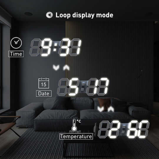 EDUP Масов Часовник Дигитален LED Пластмасов с Будилник Бял 30.006.0002