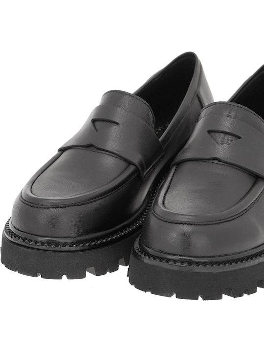 Δερμάτινα Γυναικεία Loafers σε Μαύρο Χρώμα