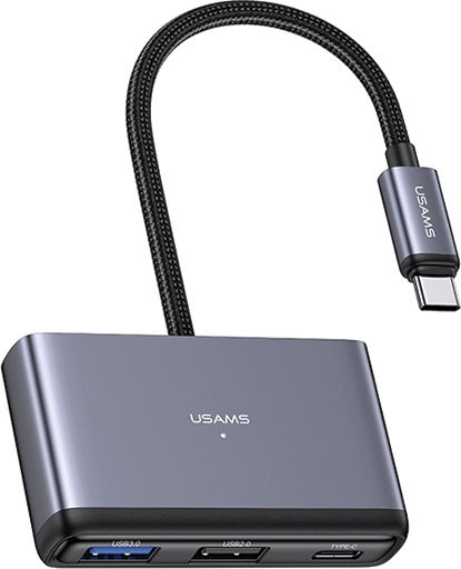 Usams USB-Hub 5 Anschlüsse USB 3.0 mit USB-C Verbindung Grau