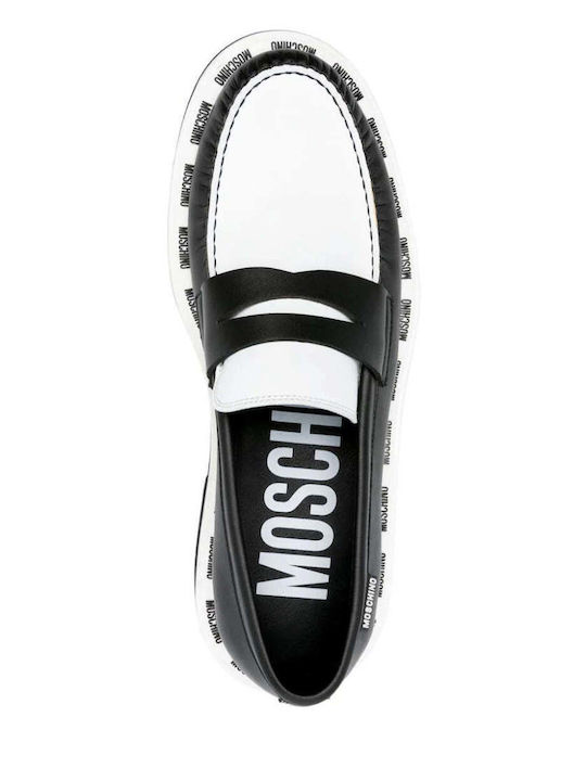 Moschino Leder Herren Mokassins in Schwarz Farbe