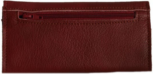 3 Cats Leather Tobacco Pouch With Magnetic Clasp 15x8cm Burgundy