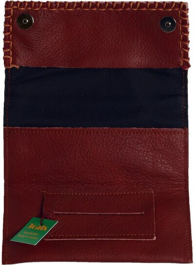 3 Cats Leather Tobacco Pouch With Magnetic Clasp 15x8cm Burgundy