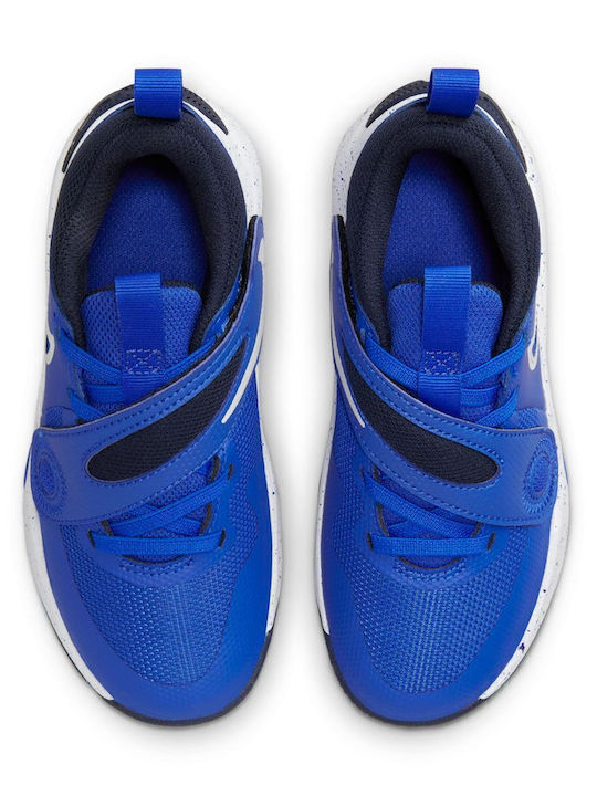 Team Hustle D 11 Kids Sports Shoes Basketball with Hoop & Loop Closure Hyper Royal / Obsidian / White