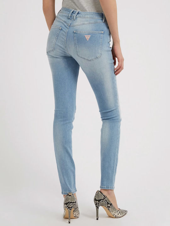 Guess 1981 Women's High-waisted Cotton Trousers in Skinny Fit Blue