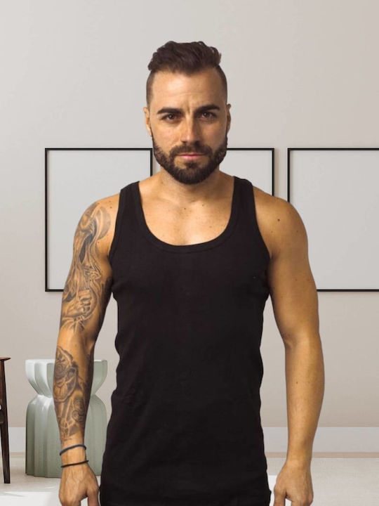 03-1011 Men's Undershirt Sleeveless BLACK