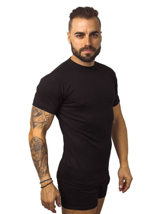 03-1012 Tricou de Corp pentru Bărbați Mâneca Scurtă Negru