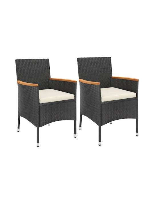 vidaXL Garden & Outdoor Furniture Sets Living Room Set Pieces Black with Pillows