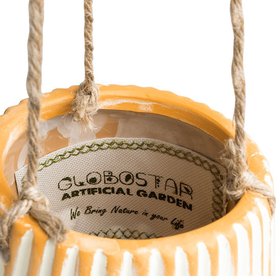 GloboStar Κρεμαστό Κασπώ Κεραμικό Πορτοκαλί 13x13x10.5εκ.