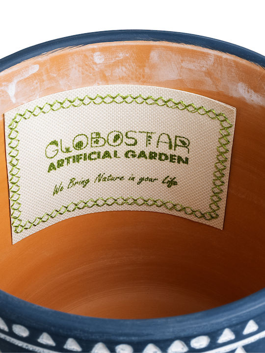 GloboStar Artificial Garden Mumbai Planter Ceramic Blue with Stand 16x16x16.5cm.