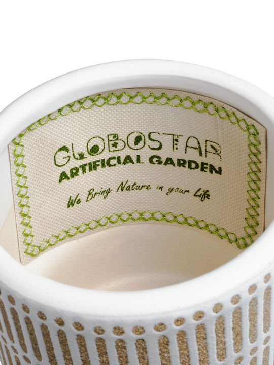 GloboStar Artificial Garden Amaretto Planter Ceramic Beige with Stand 11x11x11cm.