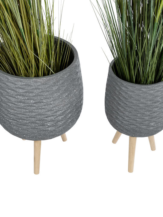 GloboStar Artificial Garden Louisiana Planter Polyester Gray with Stand