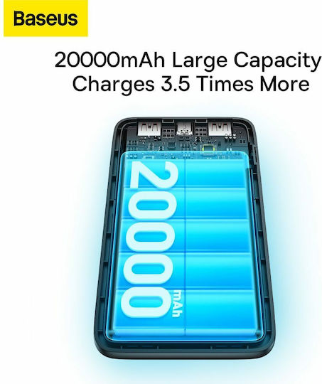 Baseus Bipow Pro Power Bank 20000mAh 22.5W с 2 USB-A порта и USB-C порт Power Delivery Черен