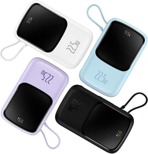 Baseus Qpow Power Bank 10000mAh 22.5W με Θύρα USB-A και Θύρα USB-C Power Delivery / Quick Charge 3.0 Λευκό