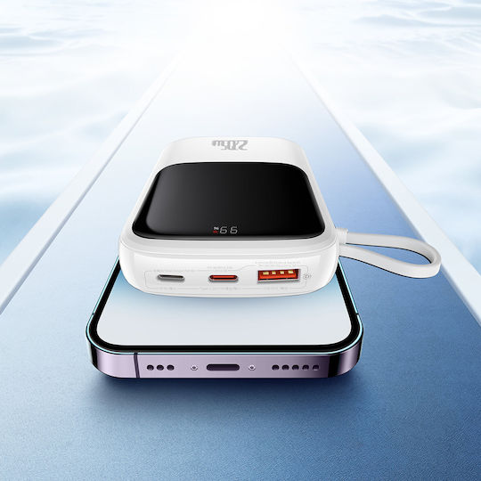 Baseus Qpow Power Bank 10000mAh 22.5W με Θύρα USB-A και Θύρα USB-C Power Delivery / Quick Charge 3.0 Λευκό