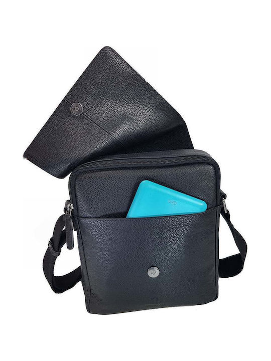 Earth Geantă De Umăr / Tip Crossbody Din Piele Pentru Bărbați Neagră