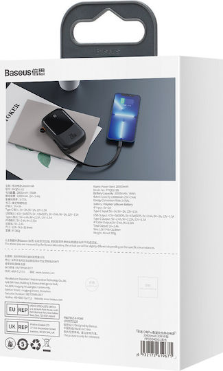 Baseus Qpow Pro Power Bank 20000mAh 20W με Θύρα USB-A και Θύρα USB-C Power Delivery / Quick Charge 3.0 Μαύρο