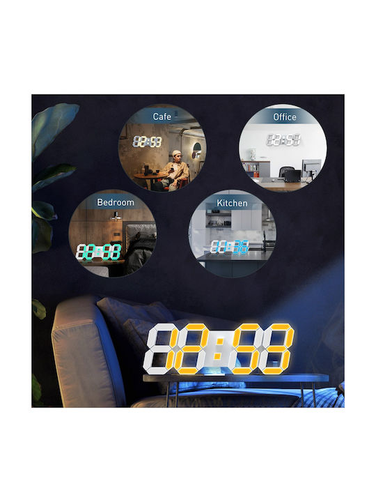 EDUP 3D Wall Clock Digital Plastic White