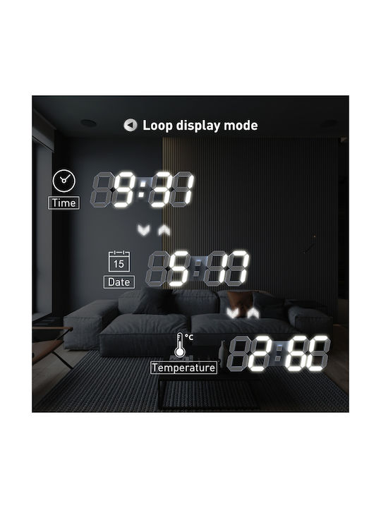 EDUP 3D Wall Clock Digital Plastic White