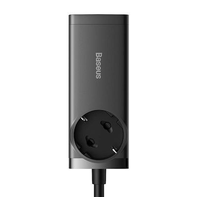 Baseus Ladegerät mit integriertem Kabel GaN mit 2 USB-A Anschlüsse und 2 USB-C Anschlüsse 100W Schnellaufladung 4.0 Schwarzs (GaN3 Pro)