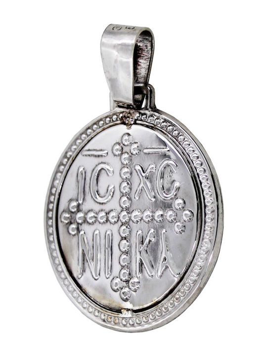 Roloi Kaliamanis Pendant Kids Talisman Double Sided Konstantinato made of White Gold 9K PM1248