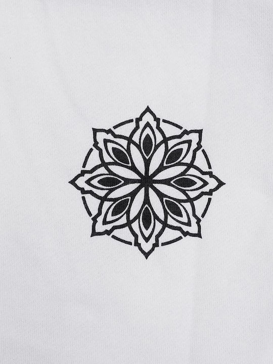 Mandala Men's Sweatshirt with Hood White.