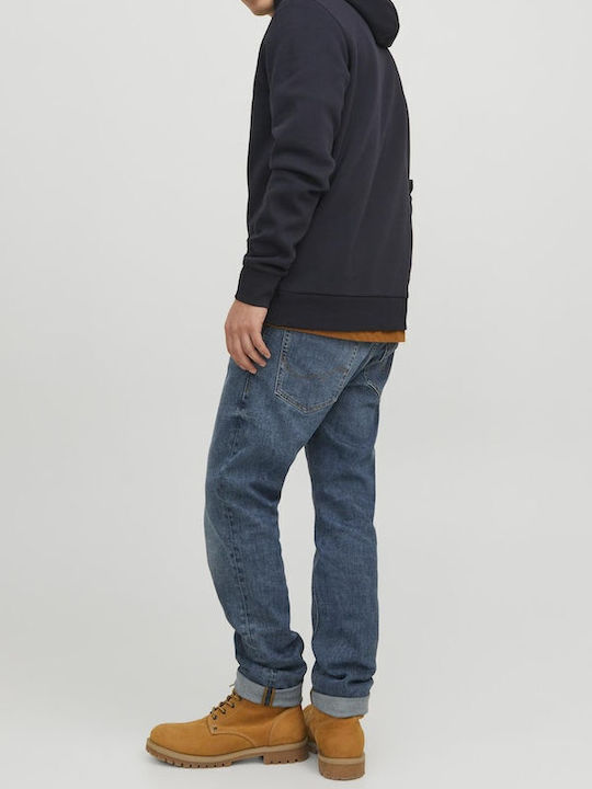 Jack & Jones Sweat Herren Sweatshirt mit Kapuze und Taschen Blue