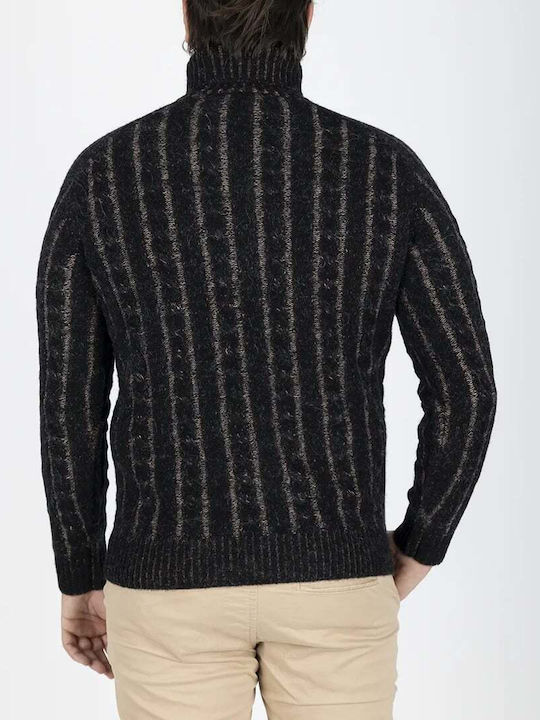 Arnaldo Adiansi Men's Long Sleeve Blouse Turtleneck Black