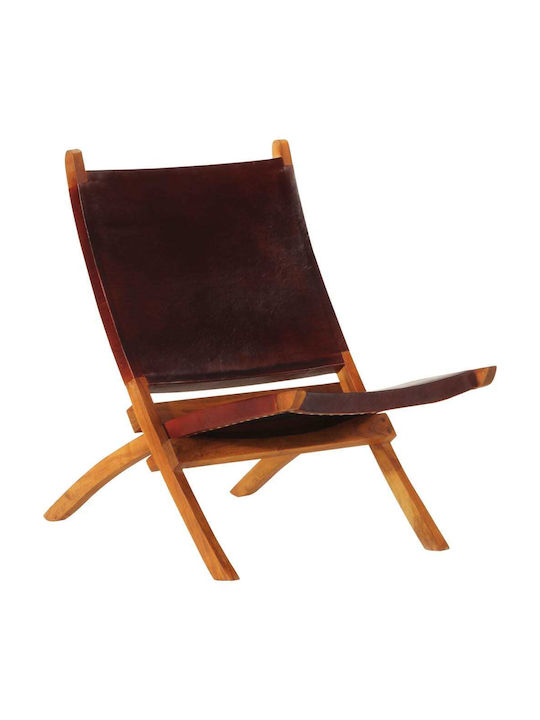 Armchair from Genuine Leather Dark Brown 55x67x79cm
