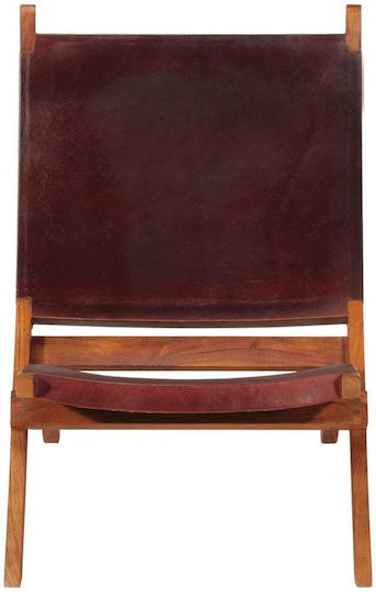 Πολυθρόνα από Γνήσιο Δέρμα Σκούρο Καφέ 55x67x79cm