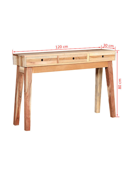 Solid Wood Console Table Μασίφ L120xW30xH80cm