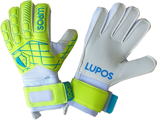 Lupos Lime Training Goalkeeper Gloves — German Soft Latex — Flat Cut —yellow/blue
