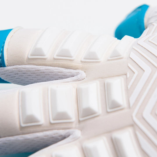 Lupos Gladiator Pro Goalkeeper Gloves — German Latex Contact — Hybrid Cut — White Blue
