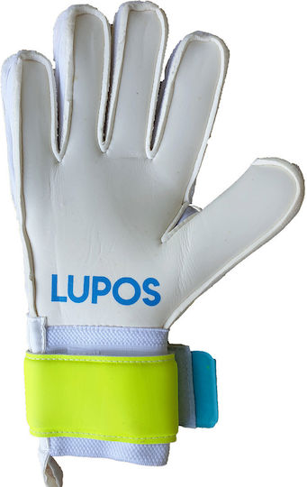 Lupos Lime Training Goalkeeper Gloves — German Soft Latex — Flat Cut —yellow/blue
