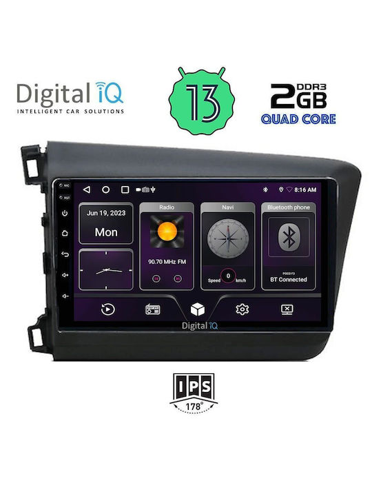 Digital IQ Car Audio System for Honda Civic 2012-2016 (Bluetooth/USB/AUX/WiFi/GPS/Android-Auto) with Touch Screen 9"