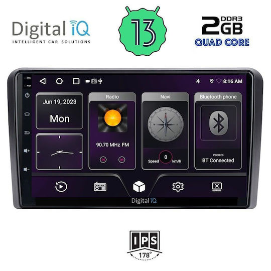 Digital IQ Auto-Audiosystem für Audi A3 2003-2012 (Bluetooth/USB/AUX/WiFi/GPS/Apple-Carplay/Android-Auto) mit Touchscreen 9"