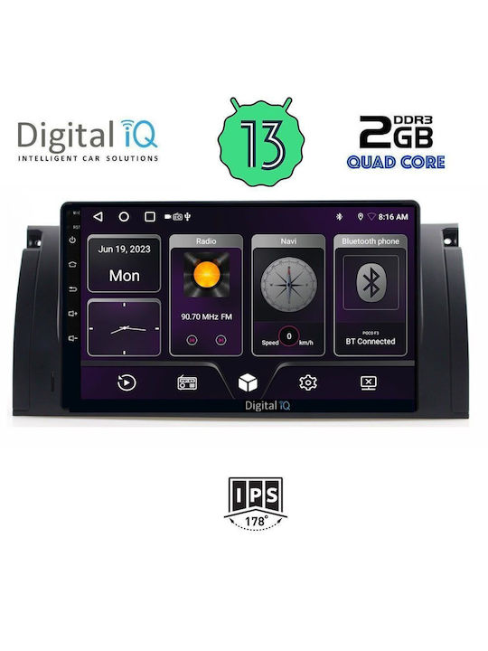 Digital IQ Car Audio System for BMW Series 5 (E39) (Bluetooth/USB/AUX/WiFi/GPS/Android-Auto) with Touch Screen 9"