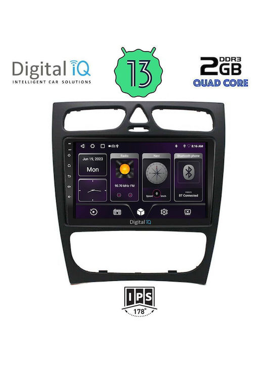 Digital IQ Car Audio System for Mercedes-Benz C Class 1999-2004 (Bluetooth/USB/AUX/WiFi/GPS/Android-Auto) with Touch Screen 9"