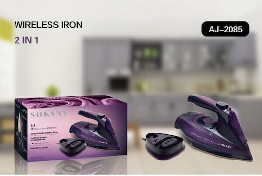 Sokany Steam Iron 2400W with Ceramic Plate and Continuous Steam Supply 35g/min Purple