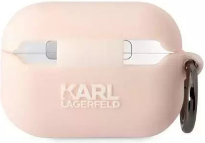 Karl Lagerfeld Choupette Head 3D Θήκη Σιλικόνης με Γάντζο σε Ροζ χρώμα για Apple AirPods Pro 2