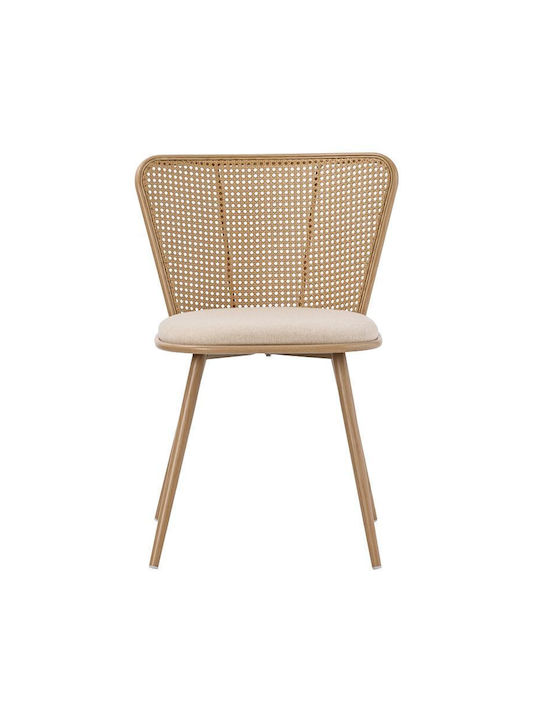Daniele Dining Room Metallic Chair Beige 46.5x57.5x77.5cm
