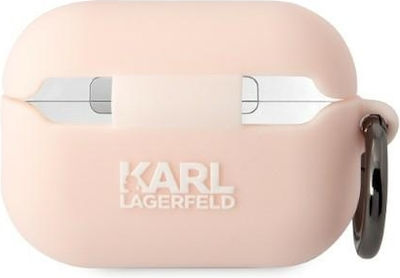 Karl Lagerfeld Karl Head 3D Hülle Silikon mit Haken in Rosa Farbe für Apple AirPods Pro 2