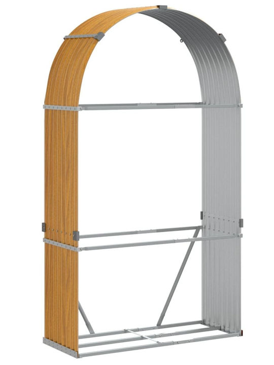vidaXL Μεταλλικό Ράφι Αποθήκευσης Ξύλων 120x45x210cm Καφέ